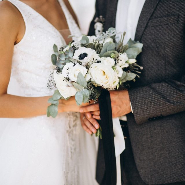 Wedding couple on their wedding day