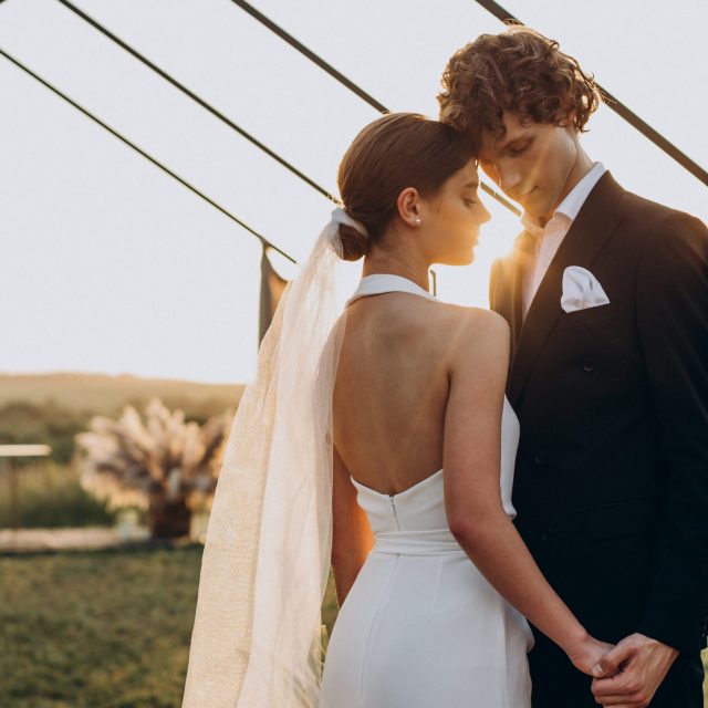 Bride and groom on their wedding ceremony